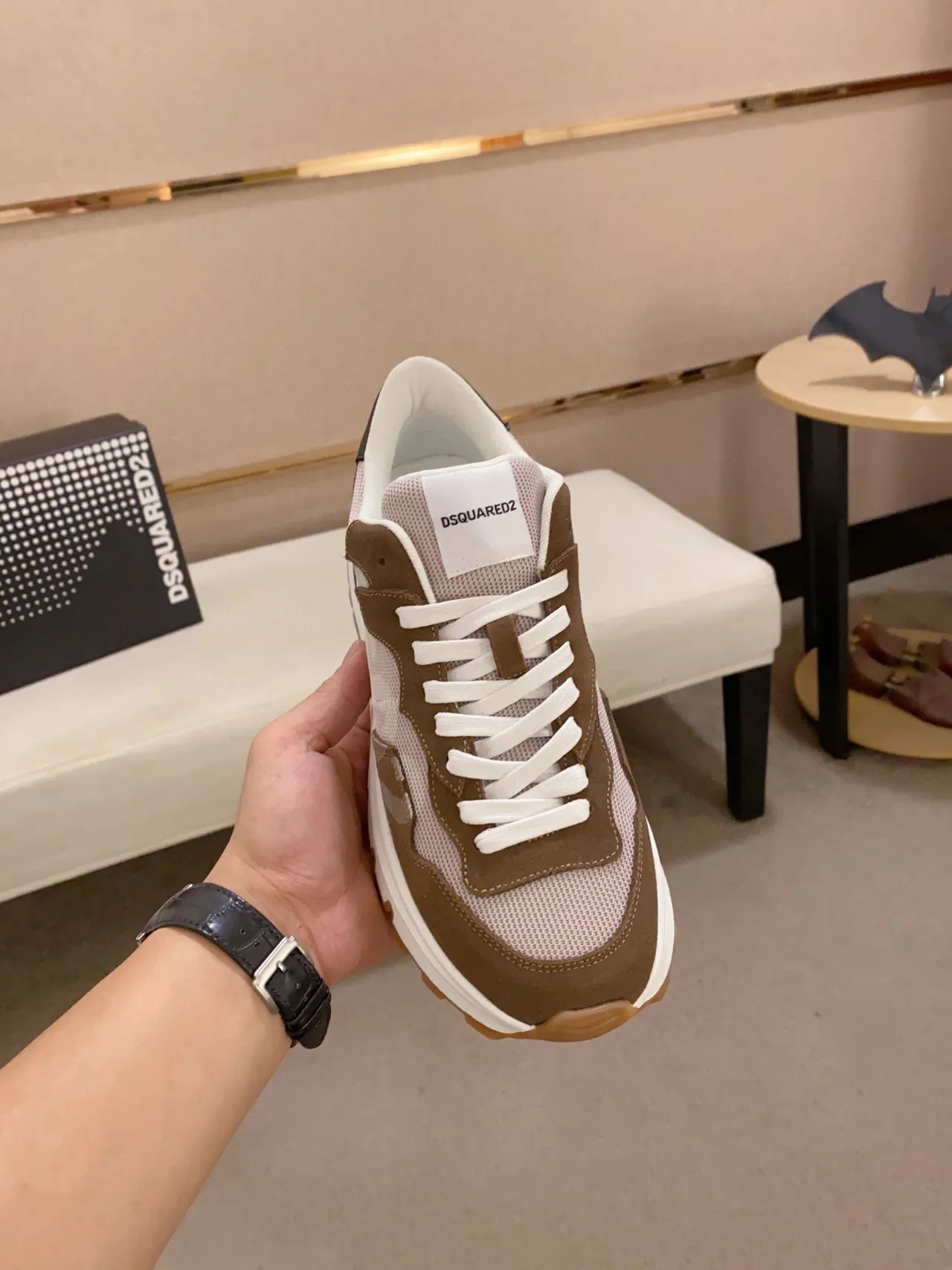 Dsquared2 ICON Beige Brown Mesh and Suede Lifestyle Sneakers 9