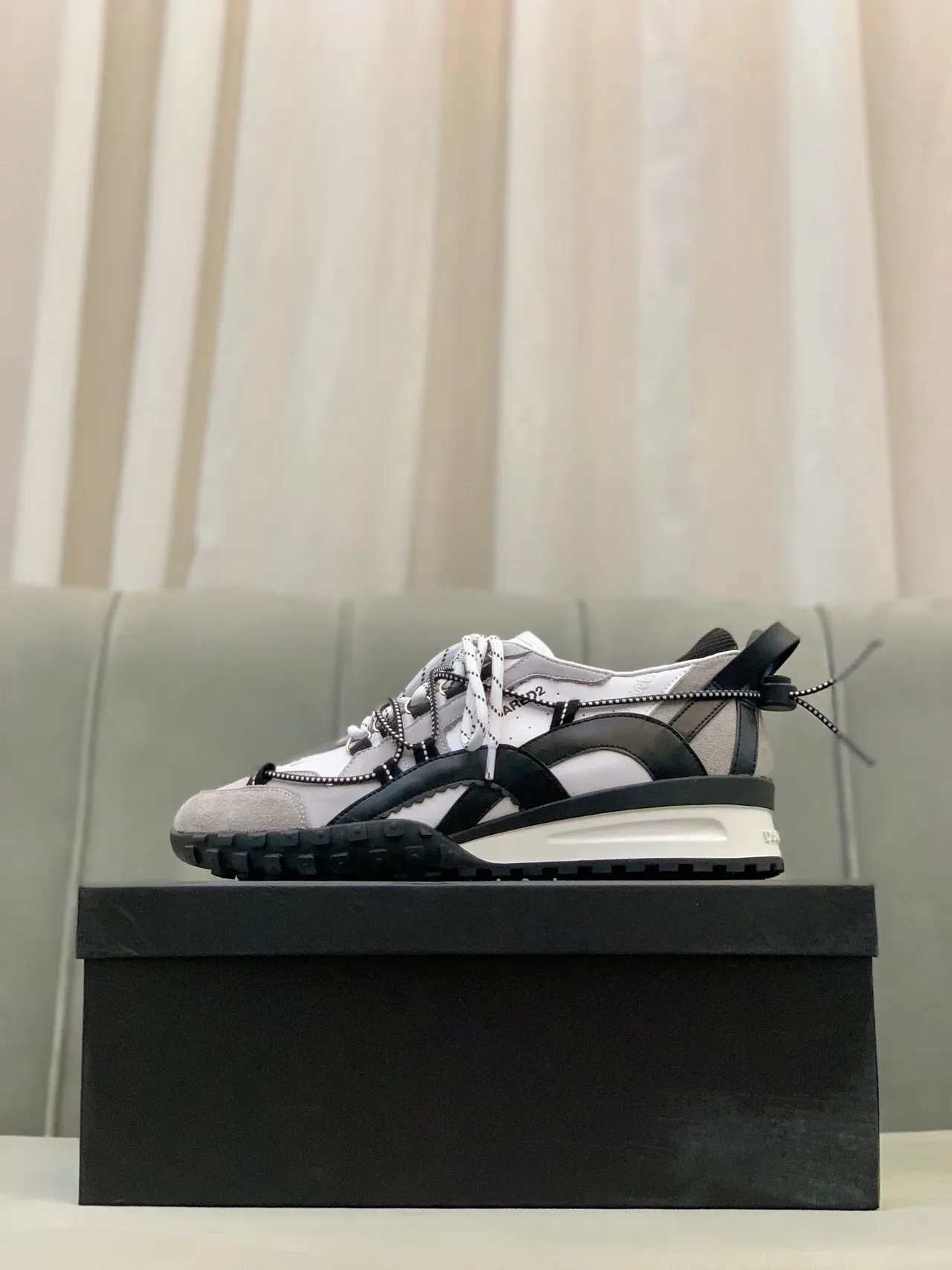 Dsquared2 ICON Multi-Strap Gray White Black Chunky Sneakers 5
