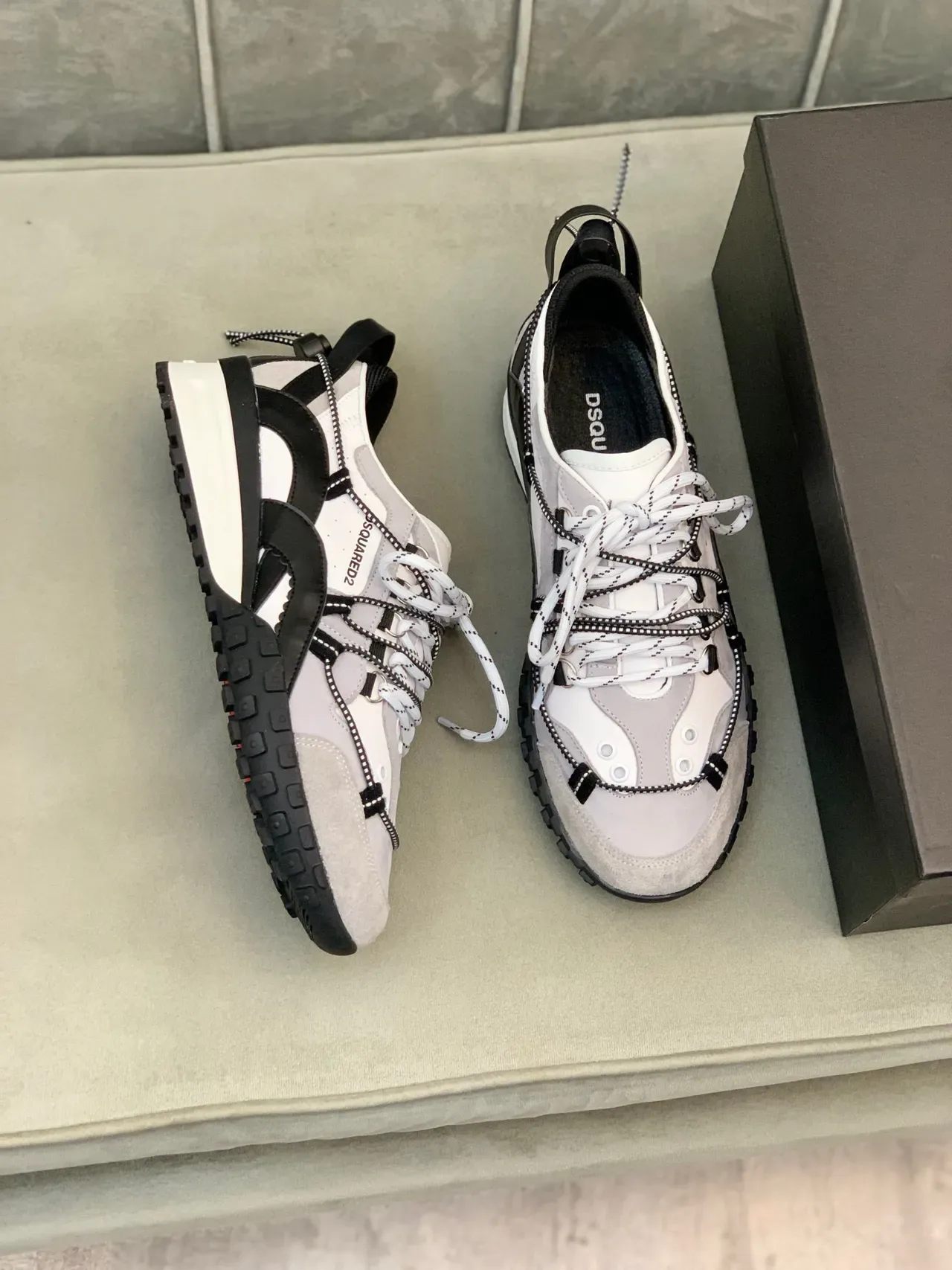 Dsquared2 ICON Multi-Strap Gray White Black Chunky Sneakers 6