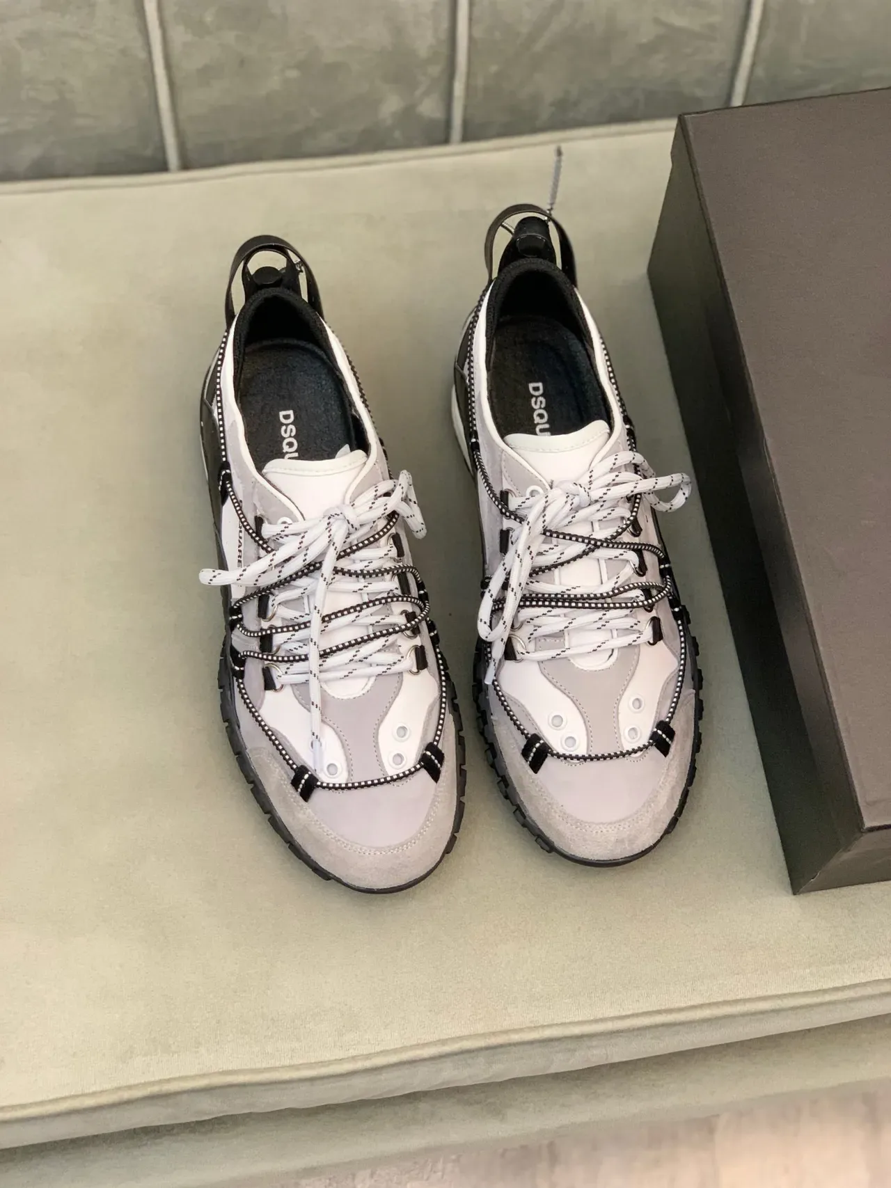 Dsquared2 ICON Multi-Strap Gray White Black Chunky Sneakers 7