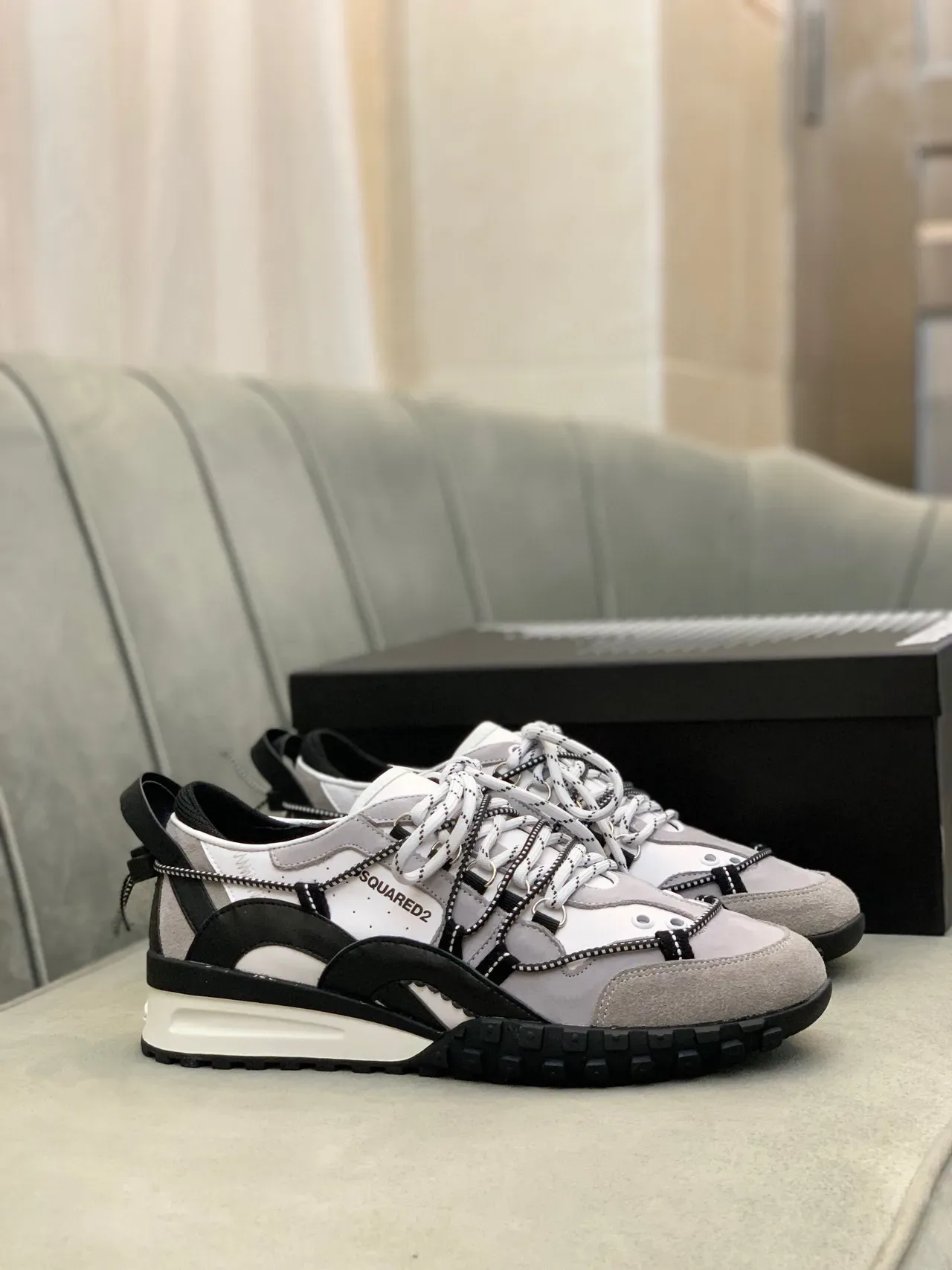 Dsquared2 ICON Multi-Strap Gray White Black Chunky Sneakers 8