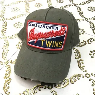 Dsquared2 Twins Embroidered Patch Army Green Baseball Cap