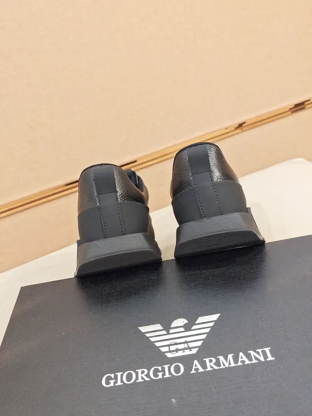 Emporio Armani Black Slip-On Leather Platform Sneaker 2