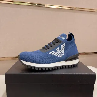 Emporio Armani Eagle Logo Blue Knit Lifestyle Sneaker
