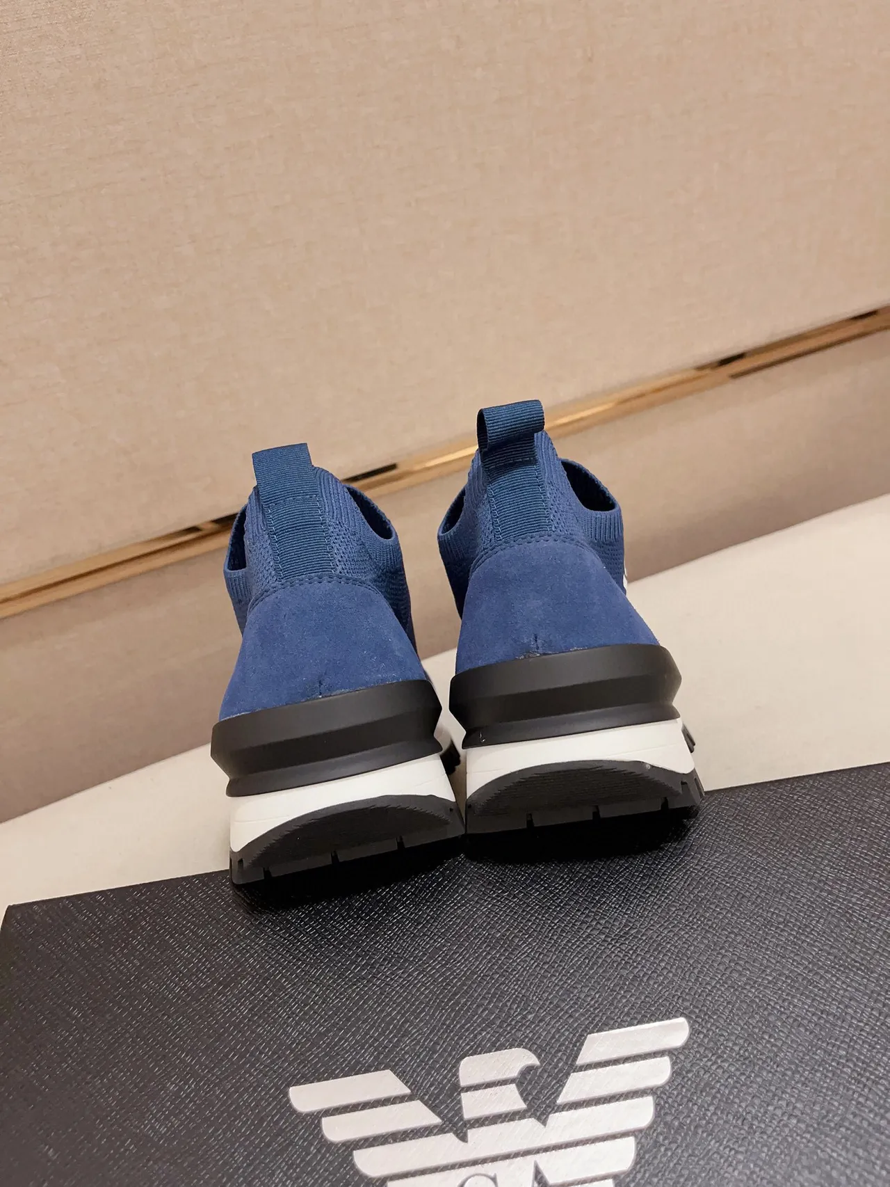 Emporio Armani Eagle Logo Blue Knit Lifestyle Sneaker 8