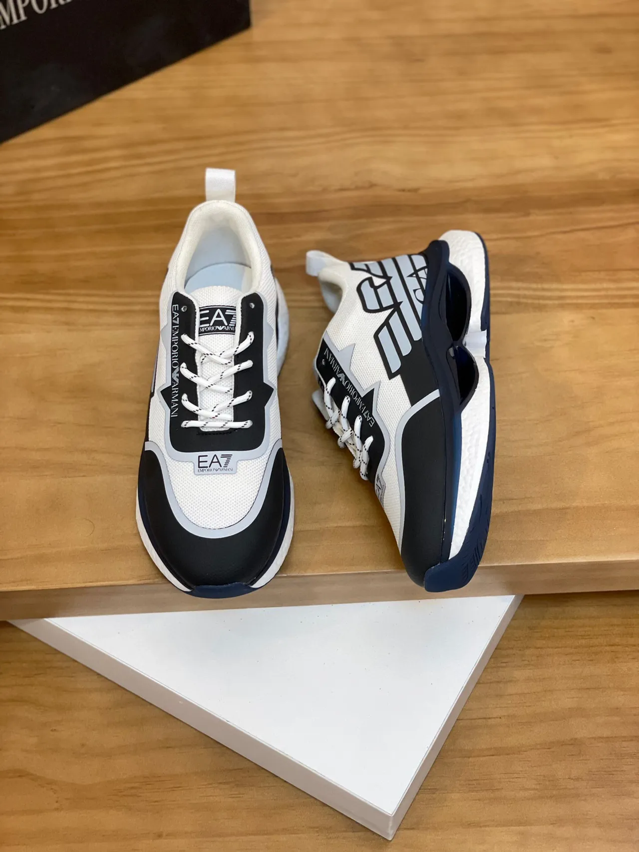 Emporio Armani Eagle Logo White Black Navy Lifestyle Sneakers 3