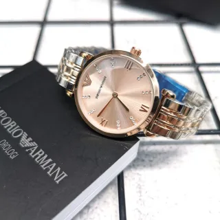Emporio Armani সোনা রুপো গোল কেস সানবার্স্ট ডায়াল কোয়ার্টজ ওয়াচ
