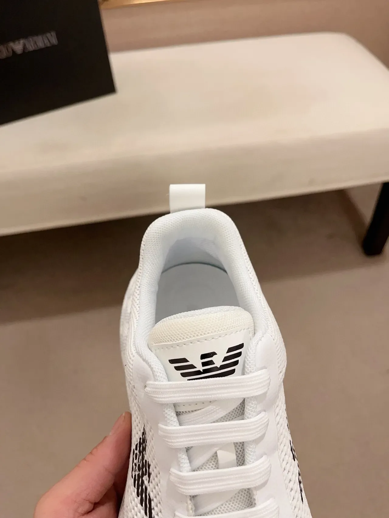 Emporio Armani Knit Eagle Logo White Lifestyle Sneakers 6