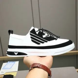 Emporio Armani White and Black Striped Lifestyle Sneakers