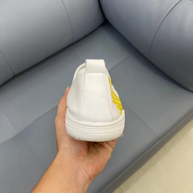 Emporio Armani Chaussure loafers cuir slip-on logo aigle blanc or 3