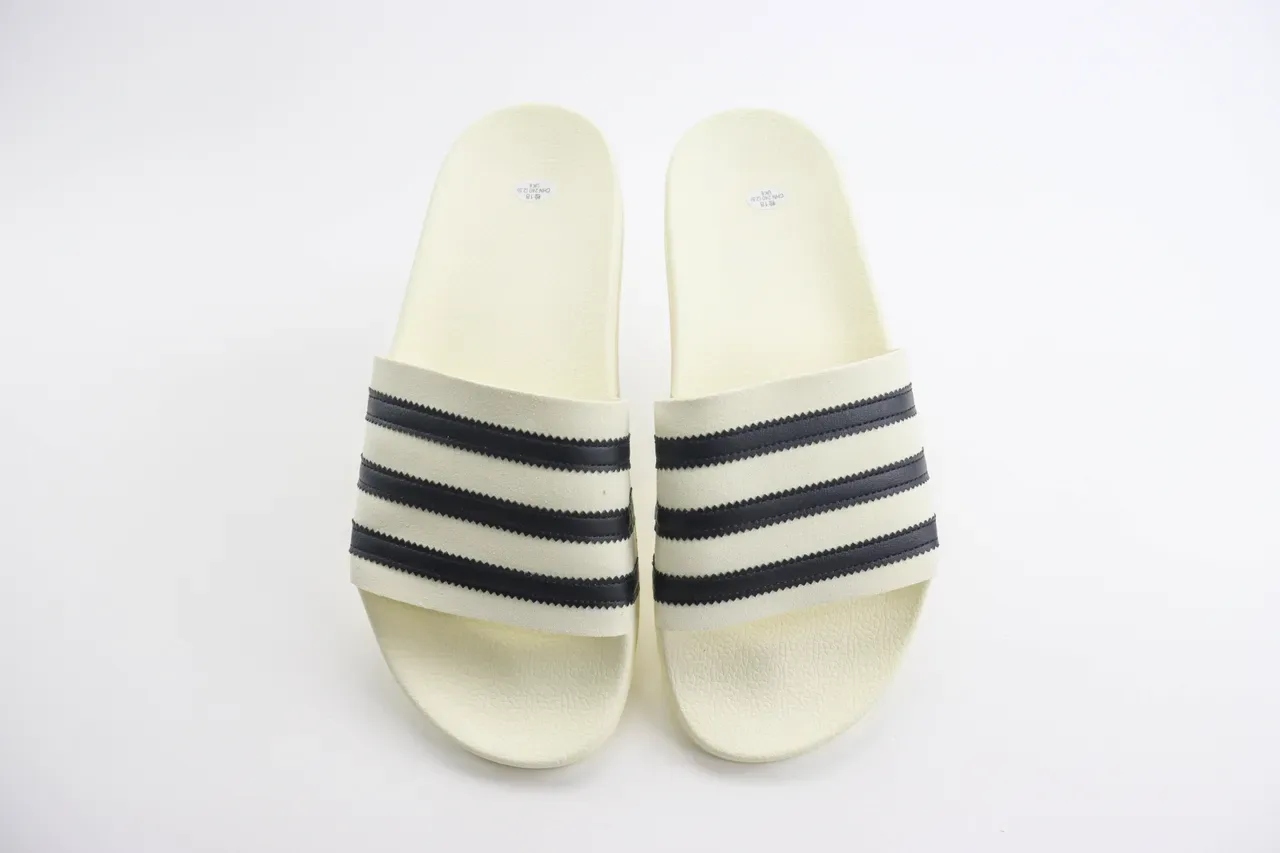 Fear of God Essentials Slide Beige Black Molded EVA Sole Three-Stripe Leather Strap Slippers 2