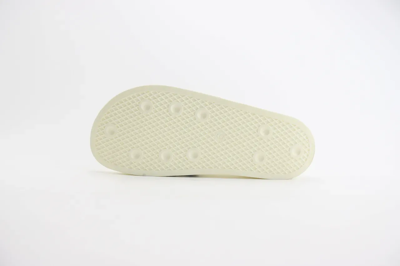 Fear of God Essentials Slide Beige Black Molded EVA Sole Three-Stripe Leather Strap Slippers 6