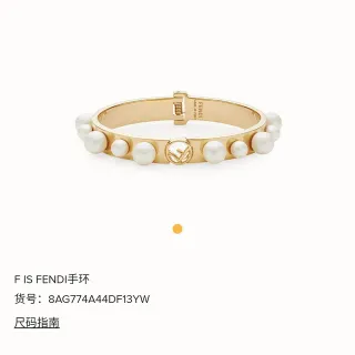 Fendi F Is Fendi Pearl-Embellished Gold-Tone Logo Bracelet