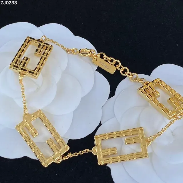 Fendi FF Bamboo Gold Logo Links Necklace 5