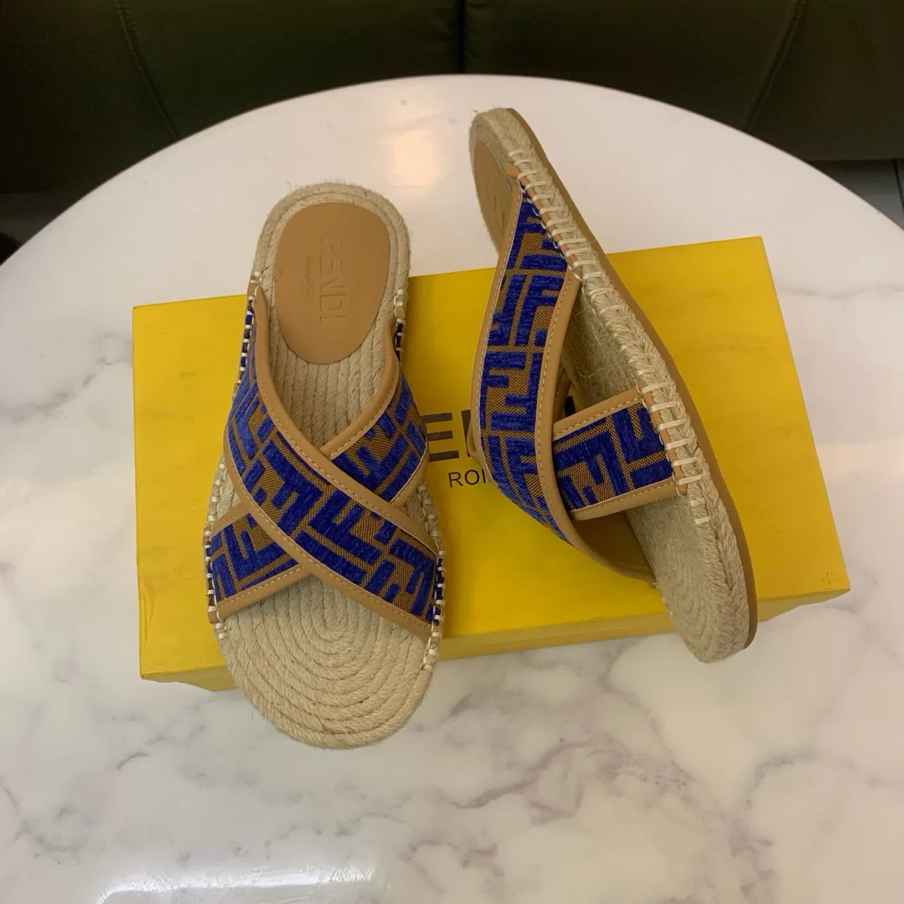 Fendi FF alpargatas de jacquard com tiras cruzadas 3