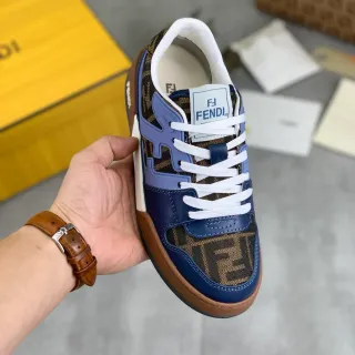Fendi FF Monogram Navy चमड़ा लाइफस्टाइल स्नीकर