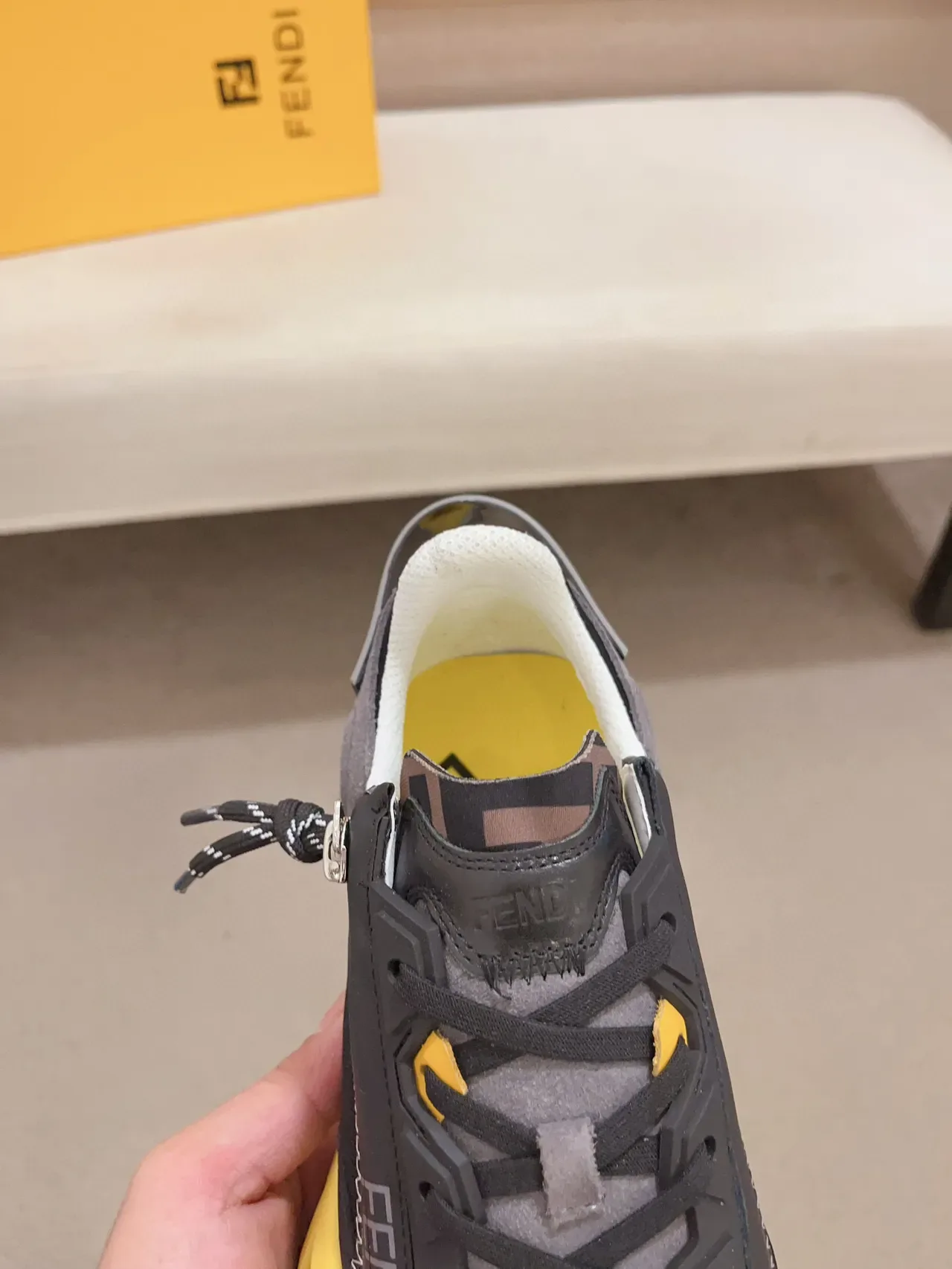 Fendi First Noir Gris Jaune Lifestyle Sneakers 6