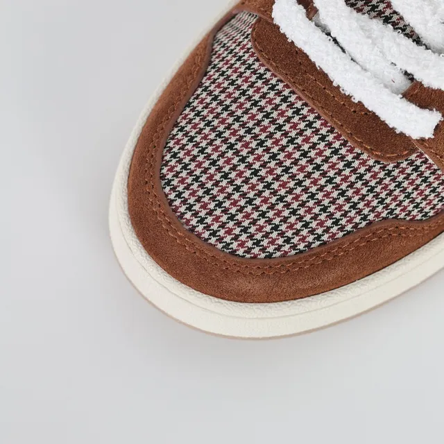 Fendi First Brown Beige Mixed-Material Houndstooth Panel Lifestyle Sneakers 5
