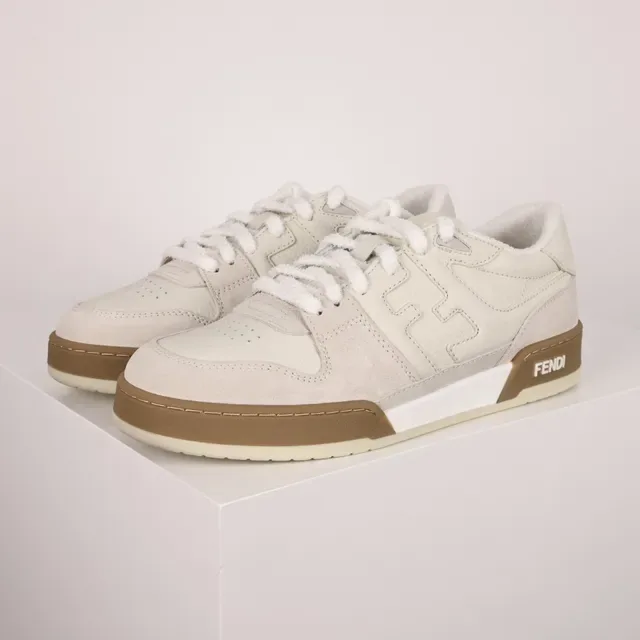 Fendi First Off-White and Tan Lifestyle Sneakers 2