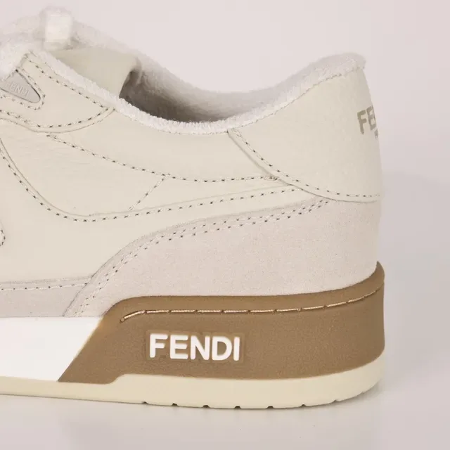 Fendi First Off-White and Tan Lifestyle Sneakers 4