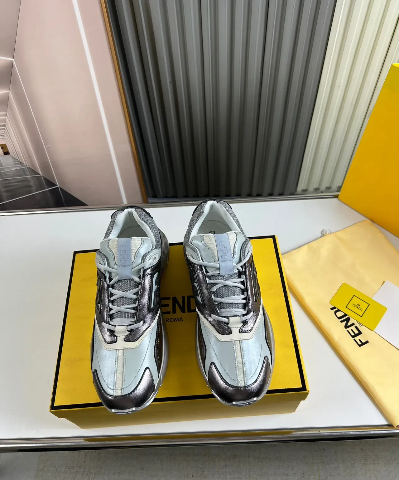 Fendi Zapatillas Chunky Gris Marrón Suela Material Mixto 9
