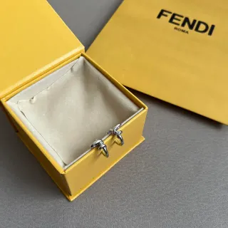 Fendi Knot Silver Yellow Hoop-Style Earrings