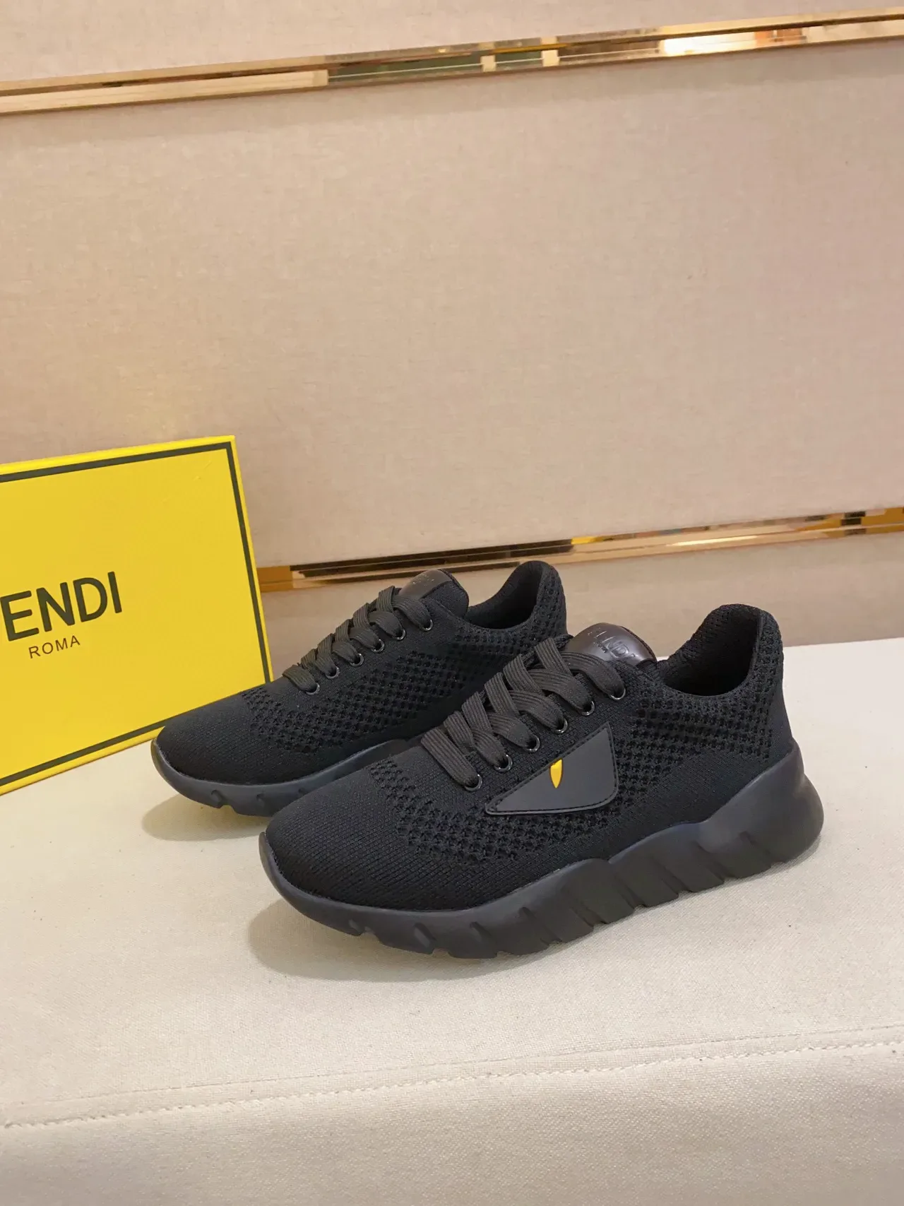 Fendi Mania Runner Black Knit Lifestyle Sneakers 4