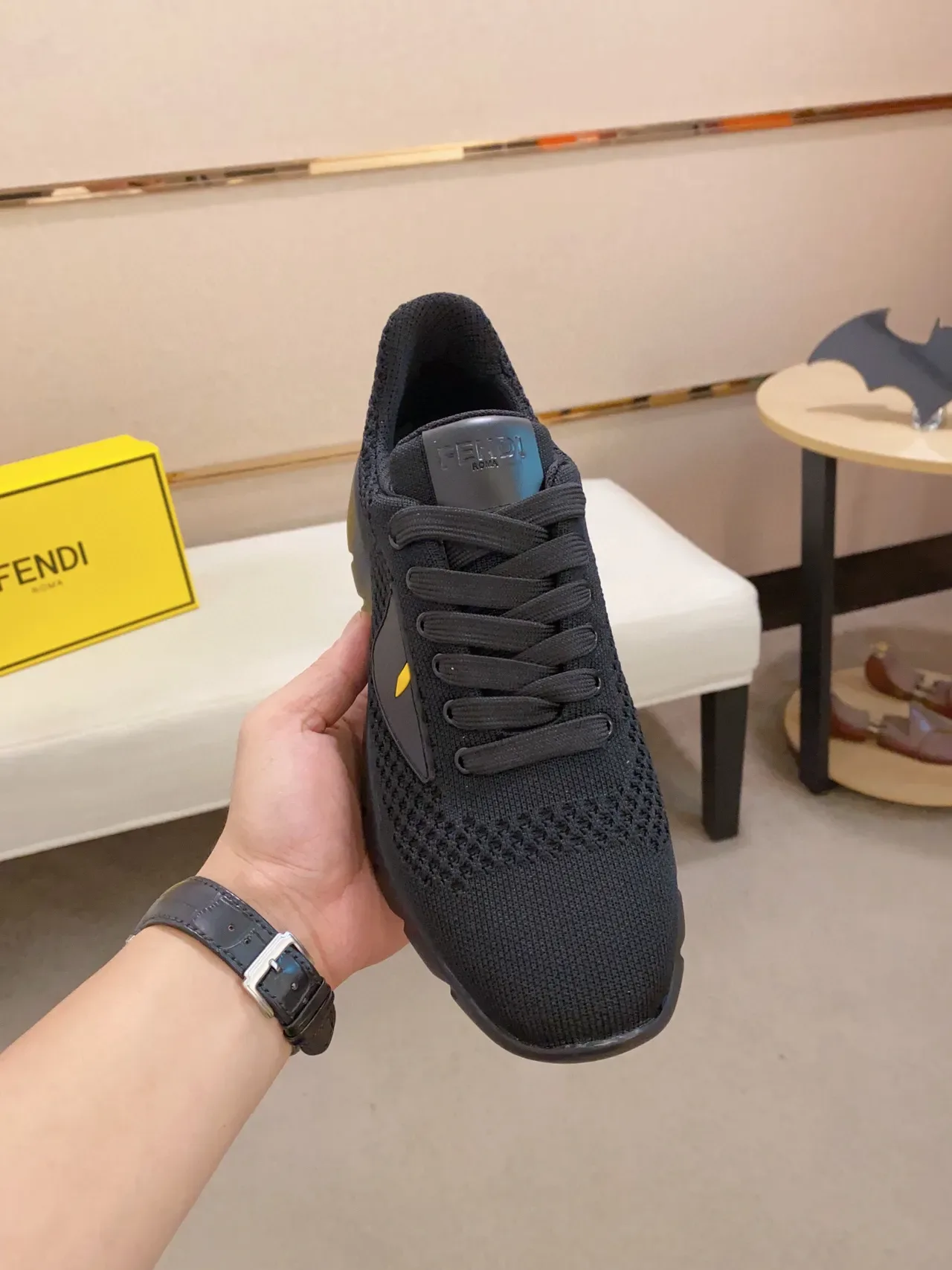 Fendi Mania Runner Black Knit Lifestyle Sneakers 8