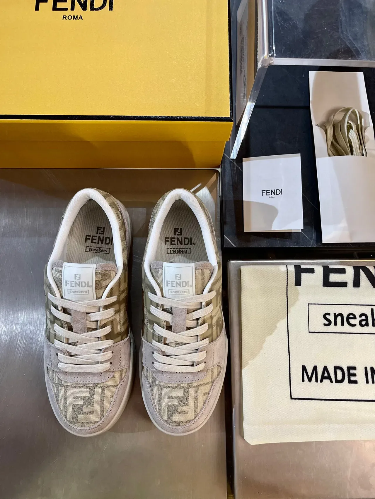 Fendi Monogram Suede and Textile Low-Top Lifestyle Sneakers 4