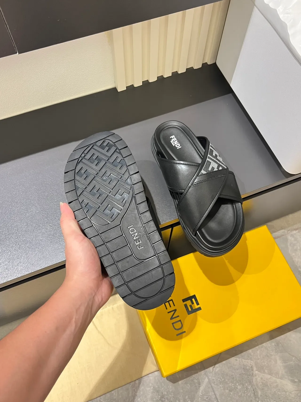 Fendi Slide Crisscross Strap Platform Slippers 2