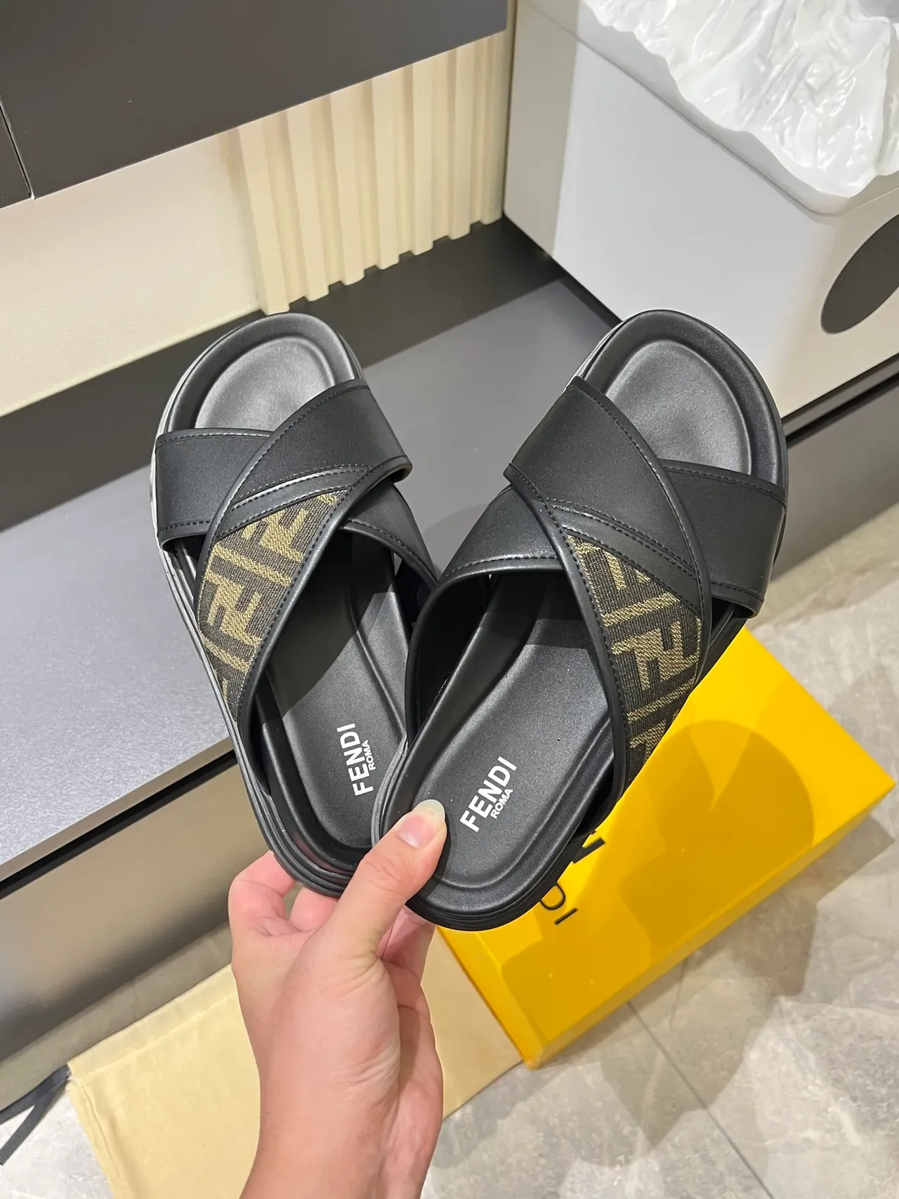 Fendi Slide Crisscross Strap Platform Slippers 3