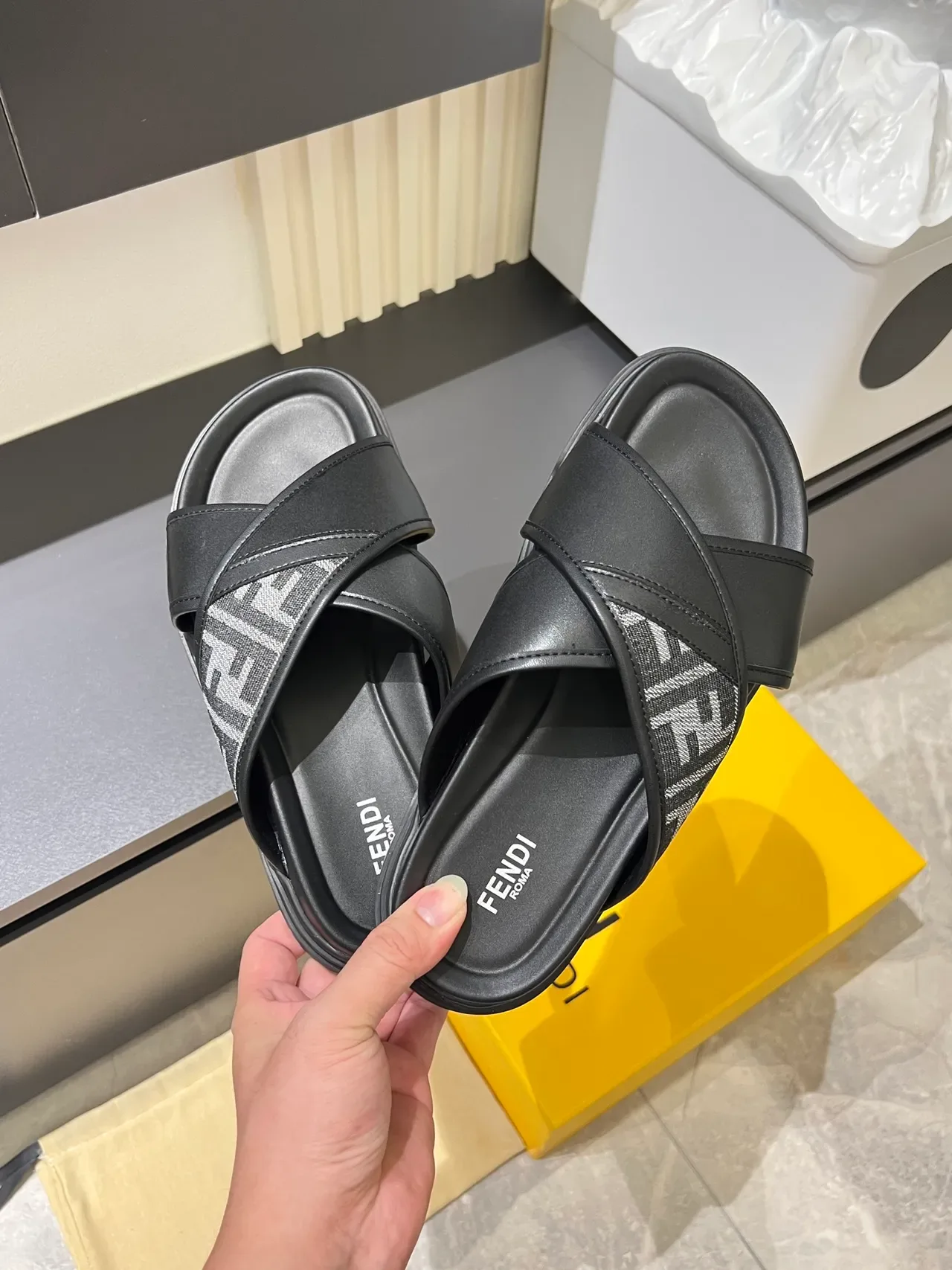 Fendi Slide Crisscross Strap Platform Slippers 4