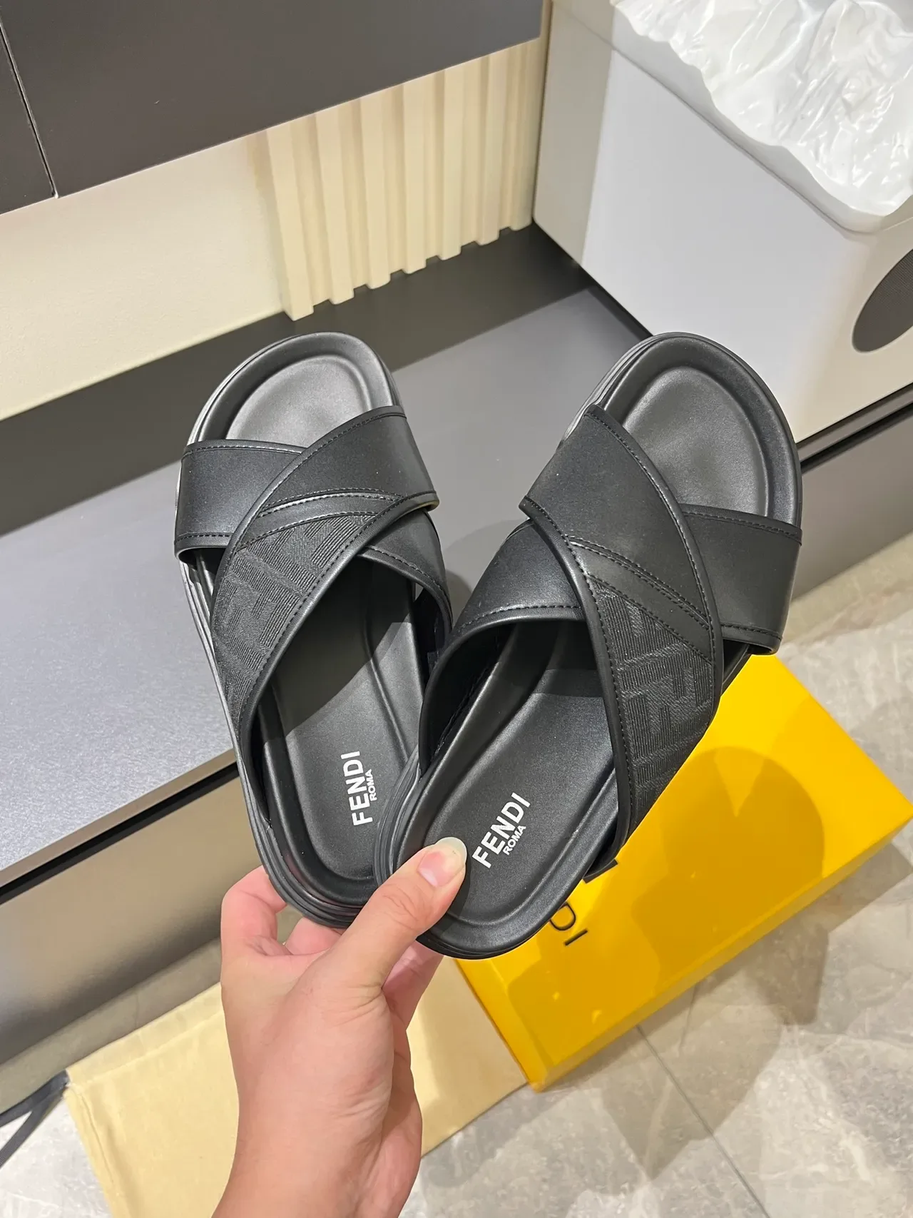 Fendi Slide Crisscross Strap Platform Slippers 6