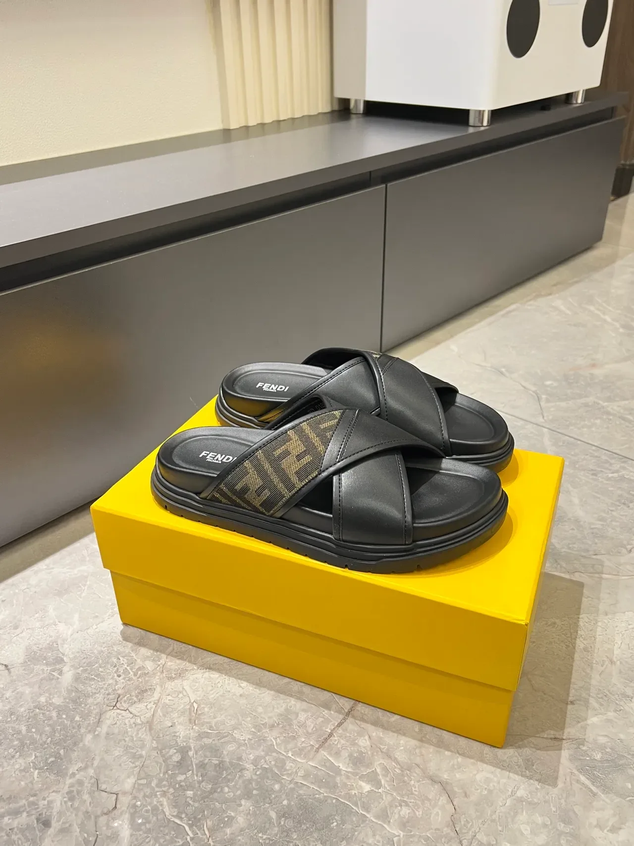 Fendi Slide Crisscross Strap Platform Slippers 8