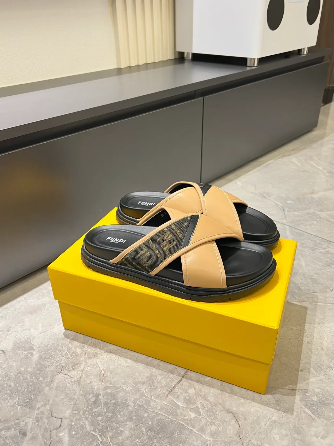 Fendi Slide Crisscross Strap Platform Slippers 10
