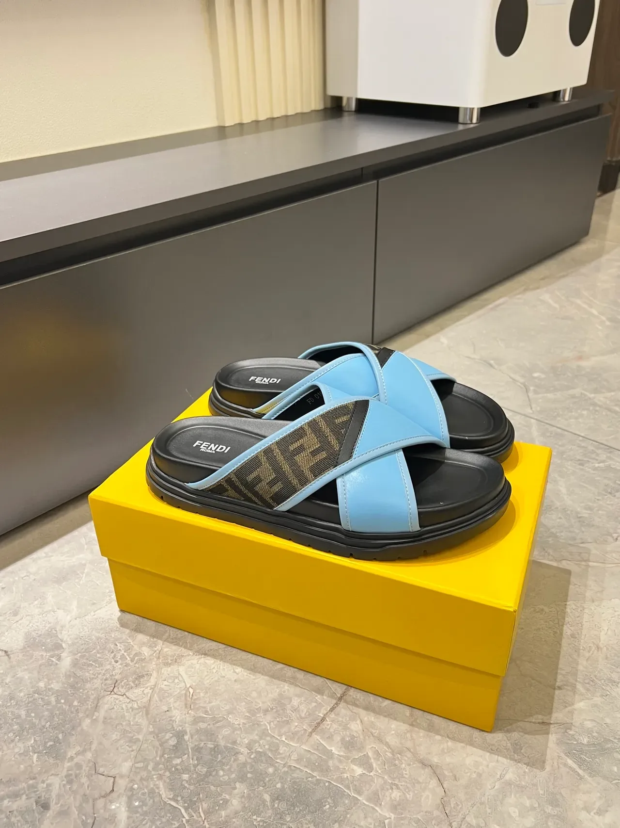 Fendi Slide Crisscross Strap Platform Slippers 12