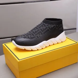Fendi Speed Trainer Black FF Monogram Sock-Fit Lifestyle Sneakers