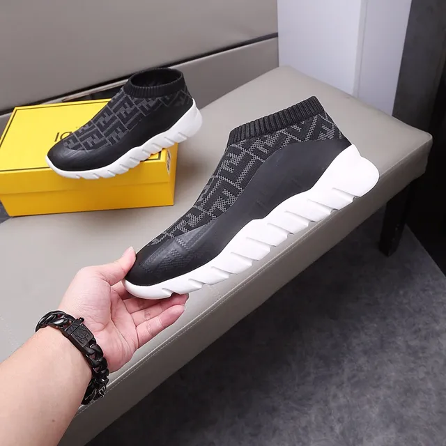 Fendi Speed Trainer Preto FF Monogram Sock-Fit Tênis Lifestyle 3