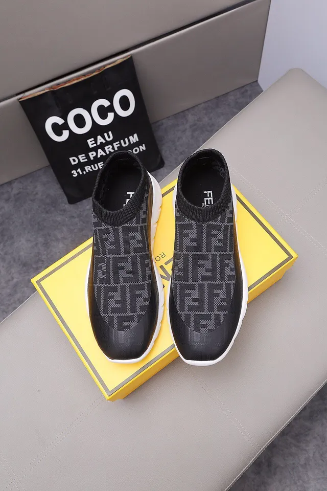 Fendi Speed Trainer Preto FF Monogram Sock-Fit Tênis Lifestyle 4