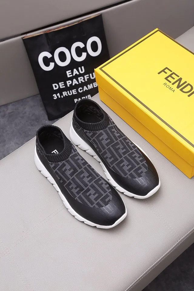 Fendi Speed Trainer Preto FF Monogram Sock-Fit Tênis Lifestyle 7