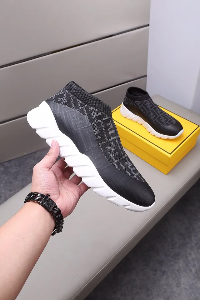Fendi Speed Trainer Preto FF Monogram Sock-Fit Tênis Lifestyle 8