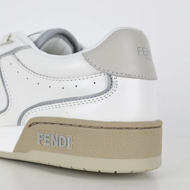 Fendi Blanc Beige Cuir Perforé Daim Embout d'orteil Lifestyle Sneakers 4