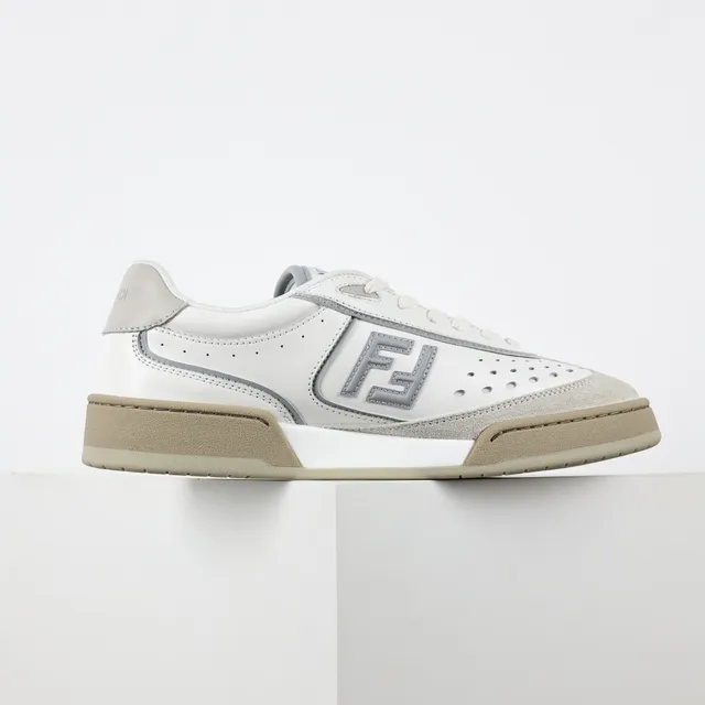 Fendi Blanc Beige Cuir Perforé Daim Embout d'orteil Lifestyle Sneakers 7