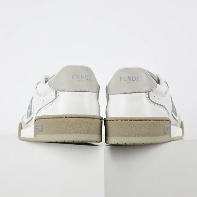 Fendi Blanc Beige Cuir Perforé Daim Embout d'orteil Lifestyle Sneakers 8