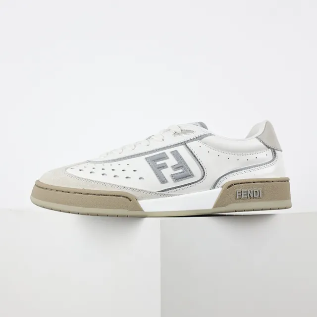 Fendi Blanc Beige Cuir Perforé Daim Embout d'orteil Lifestyle Sneakers 9