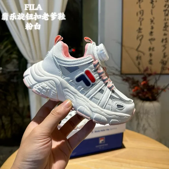 Fila Branco Rosa Sola intermediária Sistema de Fecho por Dial Tênis Grossos 6