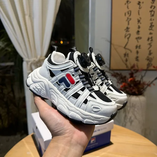 Fila Branco Rosa Sola intermediária Sistema de Fecho por Dial Tênis Grossos 19