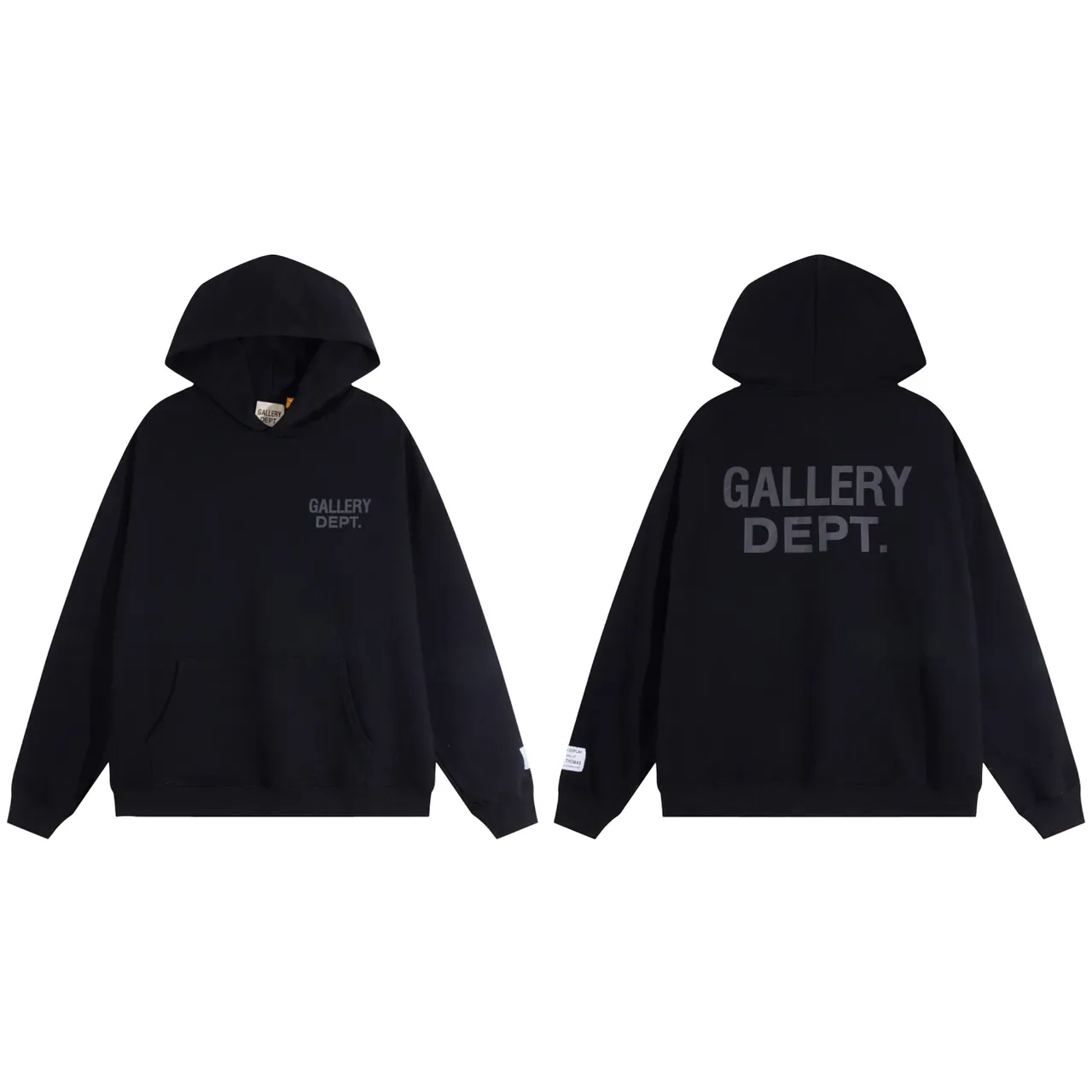 Gallery Dept Black Oversized Fit Screen-Printed Logo Hoodie 7