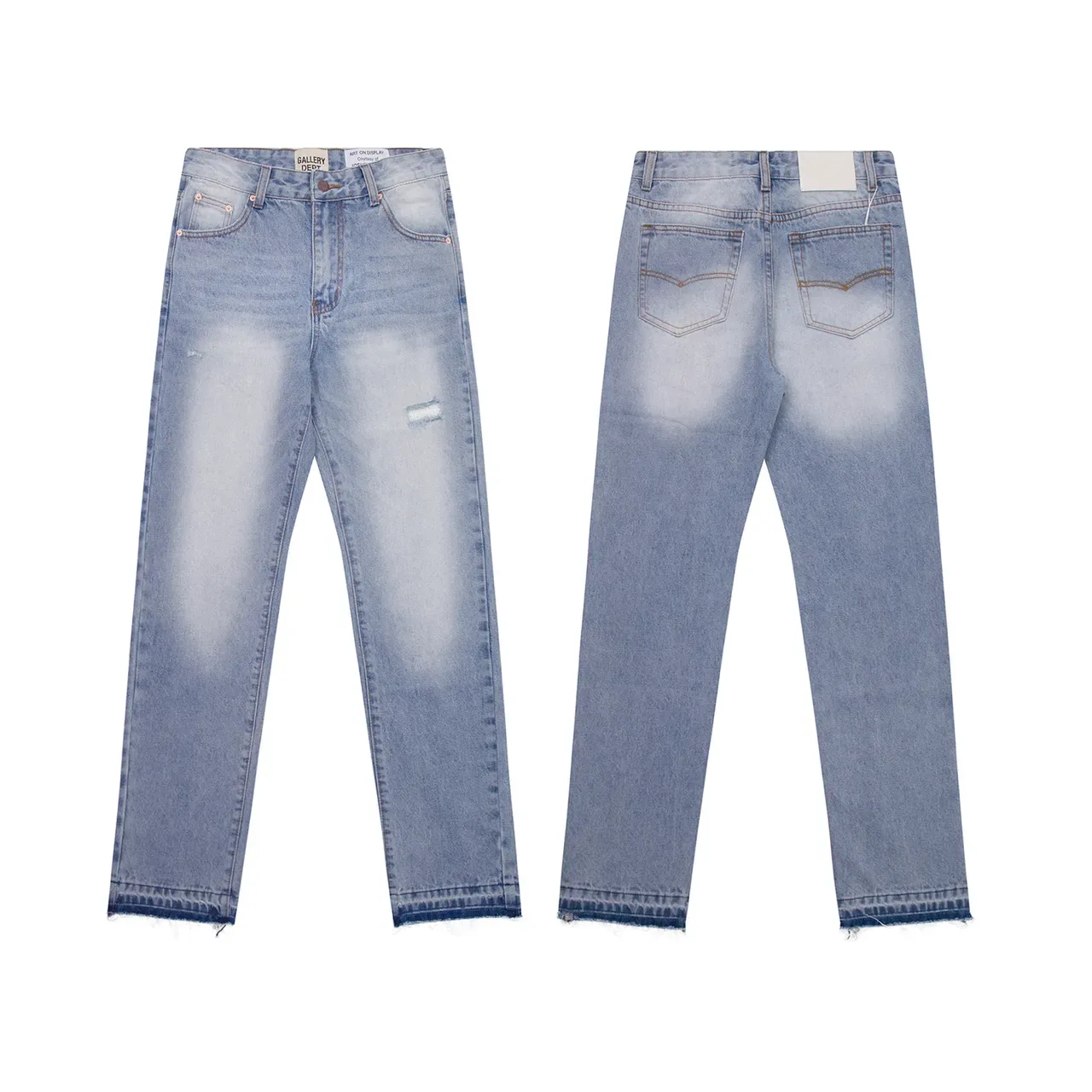 Gallery Dept Light-Wash Distressed Straight-Leg Jeans 3