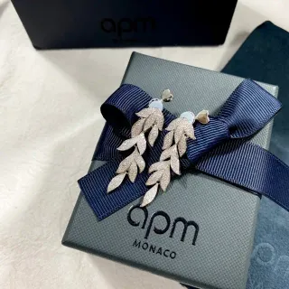 apm Monaco Leaf-Shaped Pavé Dangling Earrings
